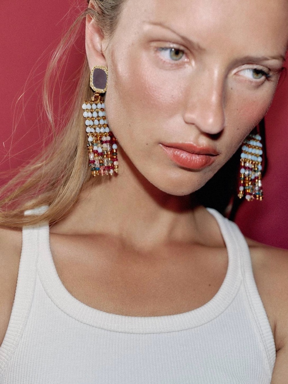 Zara Mirror Crochet Bead Earrings